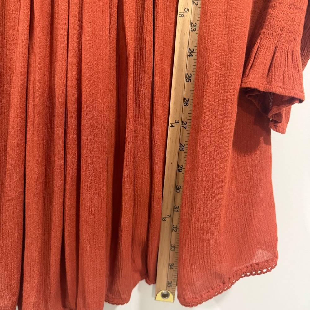 Free People Women's Mohave Embroidered Long Sleeves Dress Orange Size XS - Picture 9 of 9